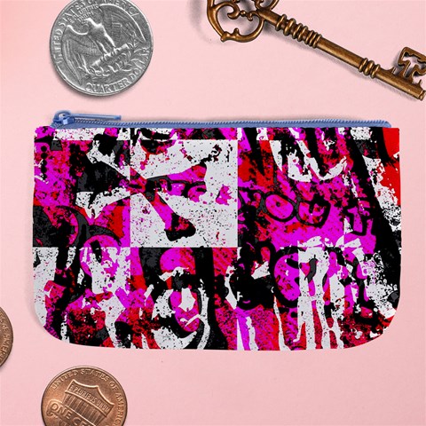Pink Checker Graffiti  Large Coin Purse from ArtsNow.com Front