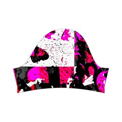Pink Checker Graffiti  Kids  Short Sleeve Velvet Dress from ArtsNow.com Right Sleeve