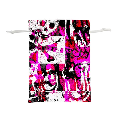Pink Checker Graffiti  Lightweight Drawstring Pouch (S) from ArtsNow.com Front