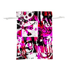 Pink Checker Graffiti  Lightweight Drawstring Pouch (S) from ArtsNow.com Front