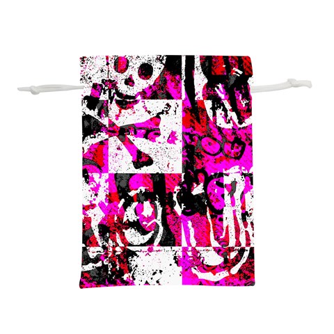 Pink Checker Graffiti  Lightweight Drawstring Pouch (L) from ArtsNow.com Front