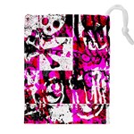 Pink Checker Graffiti  Drawstring Pouch (4XL)