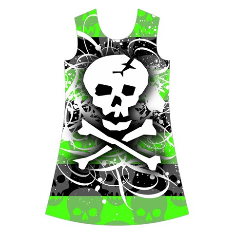 Deathrock Skull Kids  Short Sleeve Velvet Dress from ArtsNow.com Front