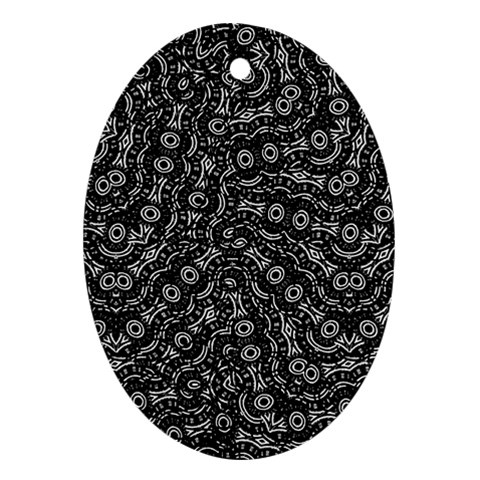 Black And White Modern Intricate Ornate Pattern Ornament (Oval) from ArtsNow.com Front
