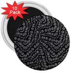 Black And White Modern Intricate Ornate Pattern 3  Magnets (10 pack) 