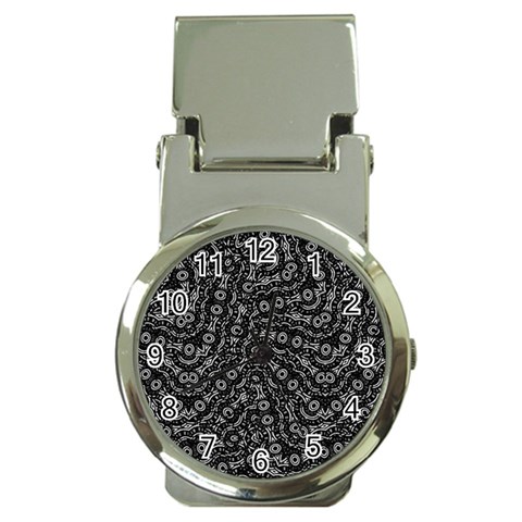 Black And White Modern Intricate Ornate Pattern Money Clip Watches from ArtsNow.com Front