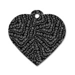 Black And White Modern Intricate Ornate Pattern Dog Tag Heart (One Side)
