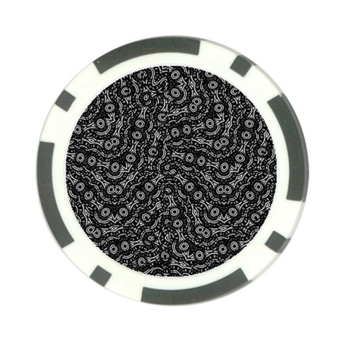 Black And White Modern Intricate Ornate Pattern Poker Chip Card Guard (10 pack) from ArtsNow.com Front