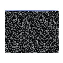 Black And White Modern Intricate Ornate Pattern Cosmetic Bag (XL) from ArtsNow.com Back