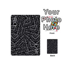 Black And White Modern Intricate Ornate Pattern Playing Cards 54 Designs (Mini) from ArtsNow.com Front - Spade3