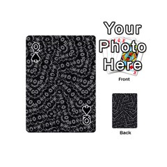 Queen Black And White Modern Intricate Ornate Pattern Playing Cards 54 Designs (Mini) from ArtsNow.com Front - SpadeQ