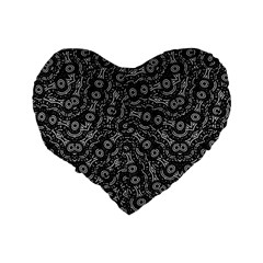 Black And White Modern Intricate Ornate Pattern Standard 16  Premium Heart Shape Cushions from ArtsNow.com Back