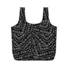 Black And White Modern Intricate Ornate Pattern Full Print Recycle Bag (M) from ArtsNow.com Back