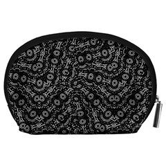 Black And White Modern Intricate Ornate Pattern Accessory Pouch (Large) from ArtsNow.com Back