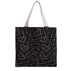 Black And White Modern Intricate Ornate Pattern Zipper Grocery Tote Bag from ArtsNow.com Front
