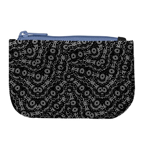 Black And White Modern Intricate Ornate Pattern Large Coin Purse from ArtsNow.com Front