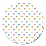Small Multicolored Hearts Magnet 5  (Round)