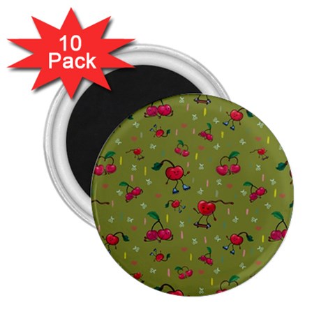 Red Cherries Athletes 2.25  Magnets (10 pack)  from ArtsNow.com Front