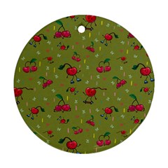 Red Cherries Athletes Round Ornament (Two Sides) from ArtsNow.com Front