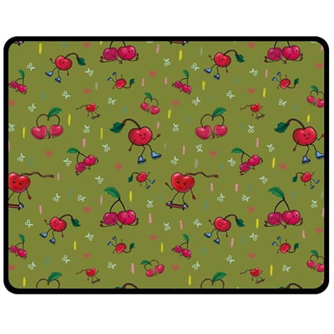 Red Cherries Athletes Double Sided Fleece Blanket (Medium)  from ArtsNow.com 58.8 x47.4  Blanket Front