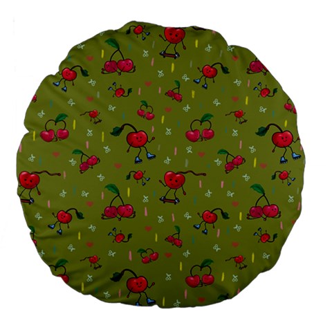 Red Cherries Athletes Large 18  Premium Flano Round Cushions from ArtsNow.com Back