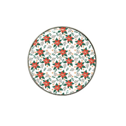 Large Christmas Poinsettias On White Hat Clip Ball Marker from ArtsNow.com Front