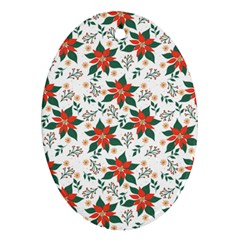 Large Christmas Poinsettias On White Oval Ornament (Two Sides) from ArtsNow.com Back