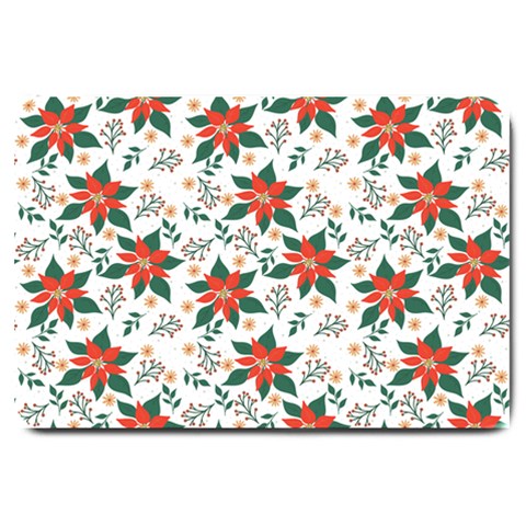 Large Christmas Poinsettias On White Large Doormat  from ArtsNow.com 30 x20  Door Mat