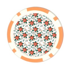 Large Christmas Poinsettias On White Poker Chip Card Guard from ArtsNow.com Front