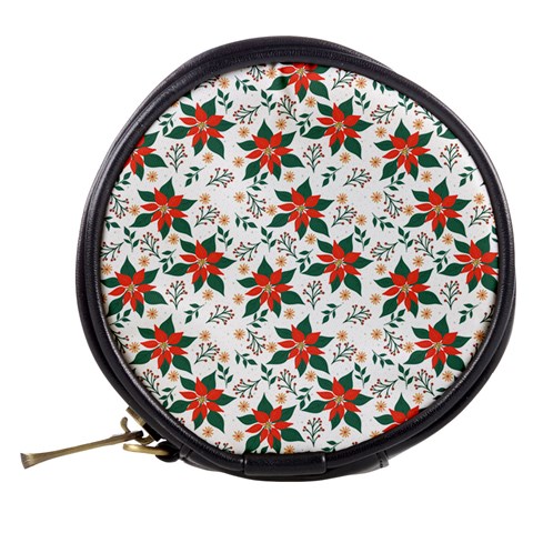 Large Christmas Poinsettias On White Mini Makeup Bag from ArtsNow.com Back