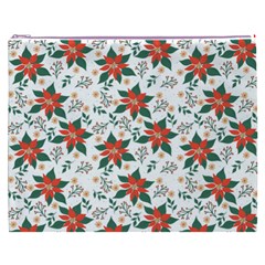 Large Christmas Poinsettias On White Cosmetic Bag (XXXL) from ArtsNow.com Front