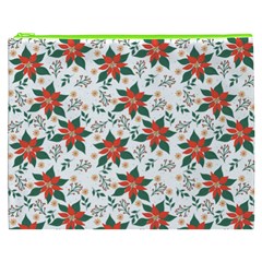 Large Christmas Poinsettias On White Cosmetic Bag (XXXL) from ArtsNow.com Front
