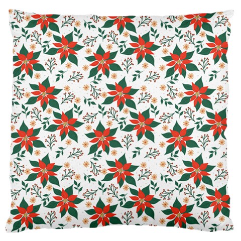 Large Christmas Poinsettias On White Large Flano Cushion Case (Two Sides) from ArtsNow.com Front