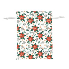 Large Christmas Poinsettias On White Lightweight Drawstring Pouch (L) from ArtsNow.com Back