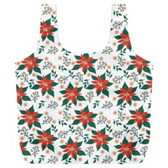 Large Christmas Poinsettias On White Full Print Recycle Bag (XXXL) from ArtsNow.com Front
