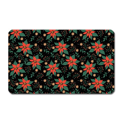 Large Christmas Poinsettias on Black Magnet (Rectangular) from ArtsNow.com Front