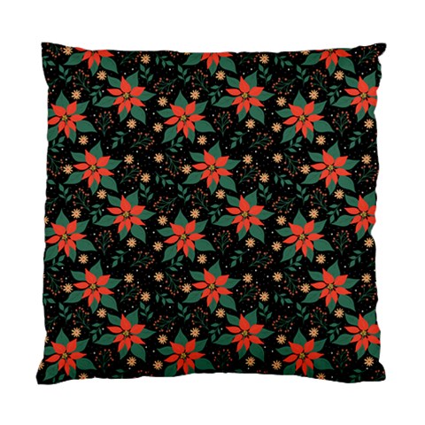 Large Christmas Poinsettias on Black Standard Cushion Case (One Side) from ArtsNow.com Front