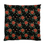 Large Christmas Poinsettias on Black Standard Cushion Case (Two Sides)