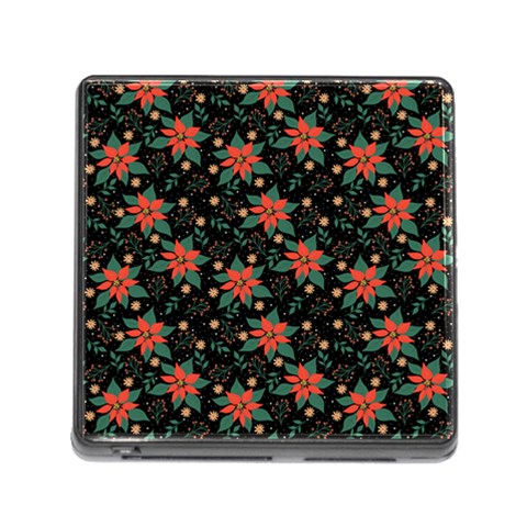 Large Christmas Poinsettias on Black Memory Card Reader (Square 5 Slot) from ArtsNow.com Front