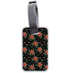 Large Christmas Poinsettias on Black Luggage Tag (two sides)