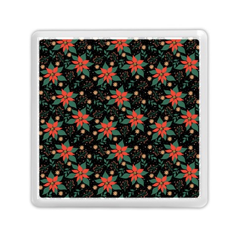 Large Christmas Poinsettias on Black Memory Card Reader (Square) from ArtsNow.com Front