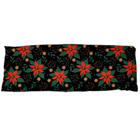 Large Christmas Poinsettias on Black Body Pillow Case (Dakimakura) from ArtsNow.com Body Pillow Case