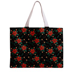 Large Christmas Poinsettias on Black Zipper Mini Tote Bag from ArtsNow.com Back