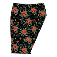 Large Christmas Poinsettias on Black Midi Wrap Pencil Skirt from ArtsNow.com  Front Right 