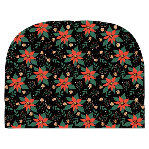 Large Christmas Poinsettias on Black Make Up Case (Medium) from ArtsNow.com Front