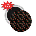Medium Red Christmas Poinsettias on Black 2.25  Magnets (10 pack) 