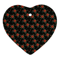 Medium Red Christmas Poinsettias on Black Heart Ornament (Two Sides) from ArtsNow.com Back