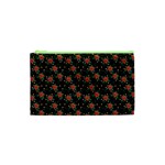 Medium Red Christmas Poinsettias on Black Cosmetic Bag (XS)