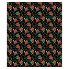 Medium Red Christmas Poinsettias on Black Drawstring Pouch (XS) from ArtsNow.com Back