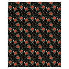 Medium Red Christmas Poinsettias on Black Drawstring Pouch (XL) from ArtsNow.com Back